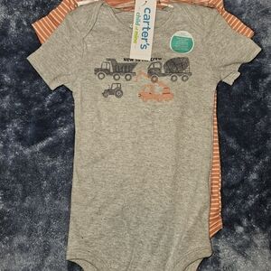 Carter's Gray and Orange Baby Bodysuits